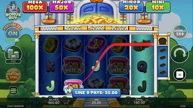 Piggy Mansion - indsamling af kontanter med Collector-symbolet